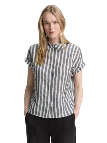 Loose Fit Bluse mit Streifenmuster 46 Loose Fit - Offwhite Navy Vertical Stripe