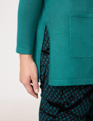 Lange Basic-Strickjacke 46 Figurumspielend - Dark Smaragd