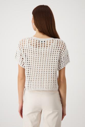 Ajour-Kurzarm-Pullover mit Lurex 38 - Seashell