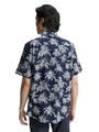 Regular Fit Kurzarmhemd mit Palmen-Print XXL Regular Fit - Navy Blue Stripe Palm Design