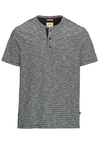 Kurzarm Henley aus reiner Baumwolle Blau M