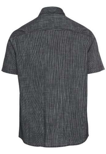 Kurzarmhemd mit Strukturmuster Blau XL