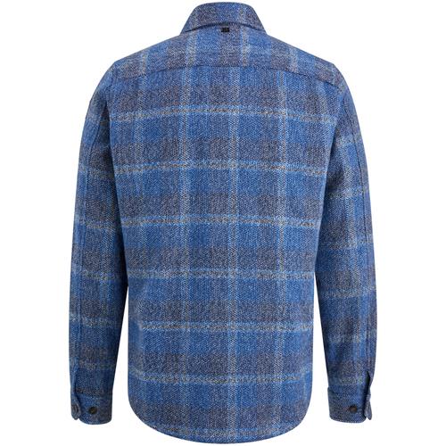 Long Sleeve Shirt Check Brushed Mouline L Regular Fit - Blue Indigo