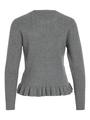 VINORTHY O-NECK L/S FRILL KNIT TOP/R S Normal geschnitten - Medium Grey Melange