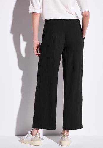 Wide Leg Musselin Hose 34/30 - Black