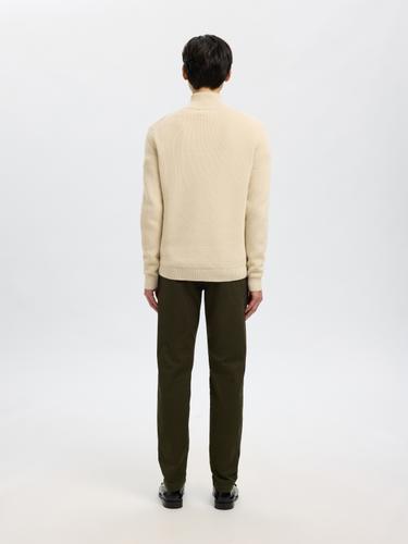 SLHDANE LS KNIT STRUCTURE HALF ZIP NOOS XL Normal geschnitten - Oatmeal