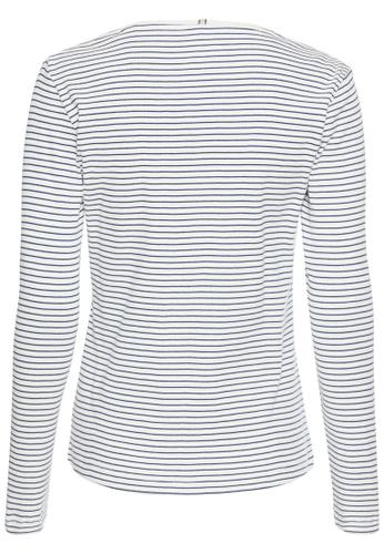 Langarmshirt mit Rundhalsausschnitt S Regular Fit - Indigo Stripes