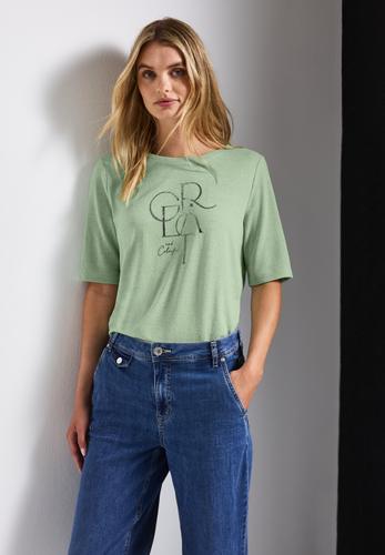 T-Shirt mit Folien-Wording 36 - Soft Jade Green