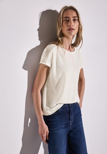 Shirt mit Spitzendetail 36 - Off White
