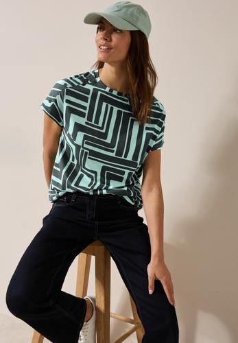 Print-Shirt mit Knopfdetail M - Slate Khaki