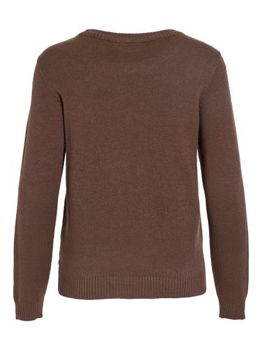 VIRIL O-NECK L/S KNIT TOP - NOOS S Normal geschnitten - Coffee Bean