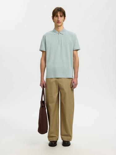 SLMFAVE ZIP SS POLO NOOS M Normal geschnitten - Aqua Gray