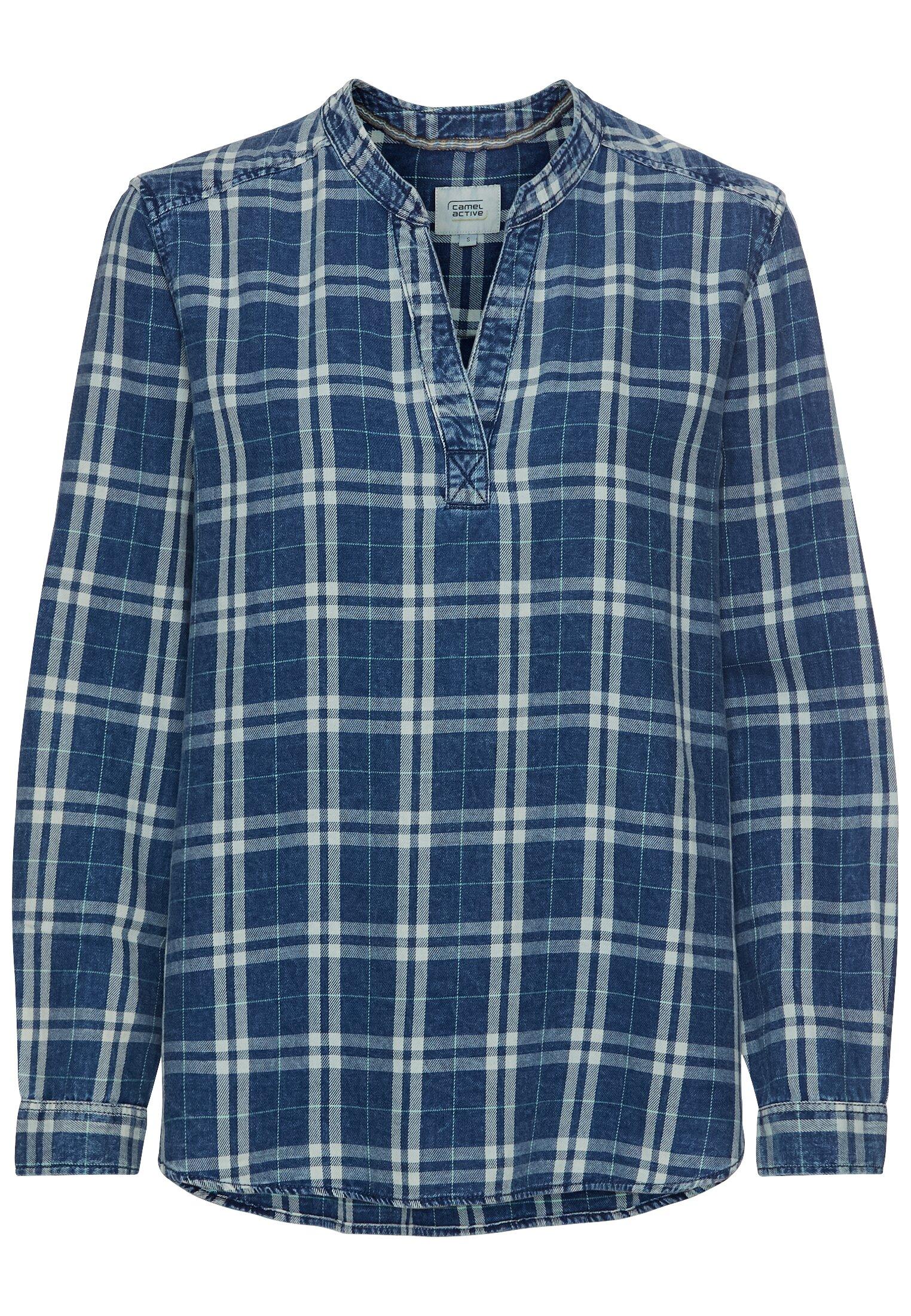 Schlupfbluse aus reiner Baumwolle M Regular Fit - Check Blue