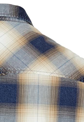 Kurzarmhemd mit Karomuster Blau XXL