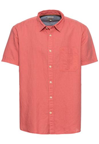 Kurzarm Hemd aus einem Leinen-Baumwoll-Mix M Regular Fit - Faded Red