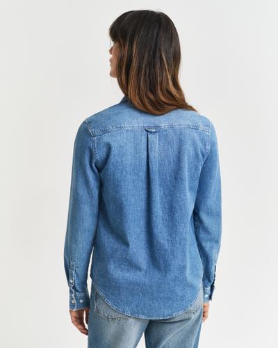 Regular Fit Jeansbluse 36 - Semi Light Blue Worn In
