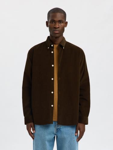 SLHREGDANNI CORD BD LS SHIRT NOOS M Normal geschnitten - Demitasse