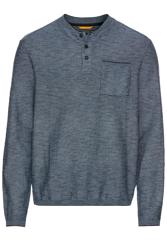Henley Langarmshirt aus einem Baumwollmix Blau 3XL