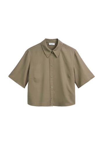 Crop-Bluse relaxed Grün XL