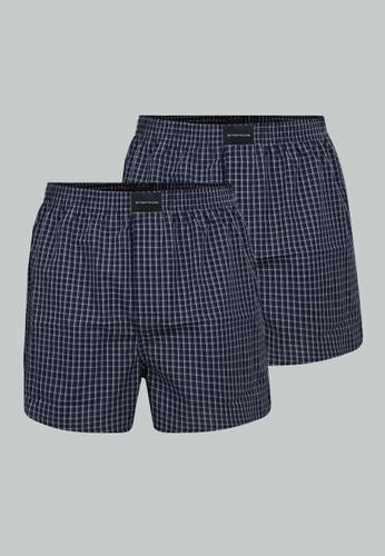 Web-Shorts 2er Pack L - Blau-dunkel-karo
