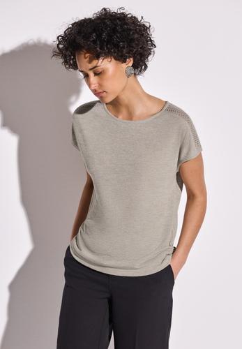 Shirt mit Spitzendetail 36 - Moonstone Sand