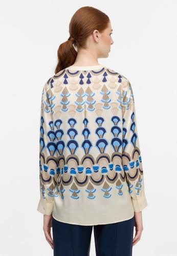 Bluse Viskose Langarm Beige 44/Langarm