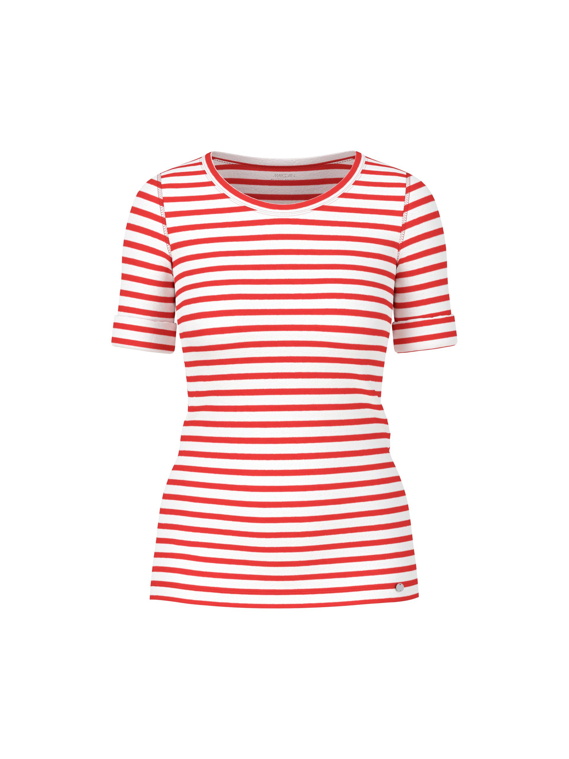 Ringel-T-Shirt aus Baumwoll-Ripp 44 - Flame Red