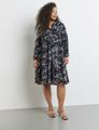 Ausgestelltes Stufenkleid mit Unterkleid 50 A-Linie | Ausgestellt - Navy Gemustert