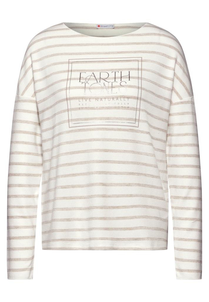 Folienprint Streifenshirt Beige 38
