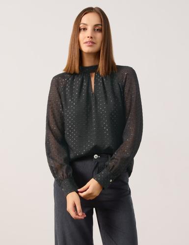 Chiffonbluse mit Shiny-Dots 36 Figurumspielend - Schwarz