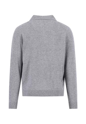 Polo, Longsleeve, Merino Cashmere XL Casual Fit - Steel