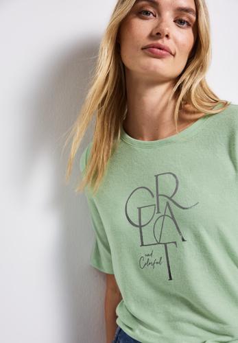 T-Shirt mit Folien-Wording 36 - Soft Jade Green
