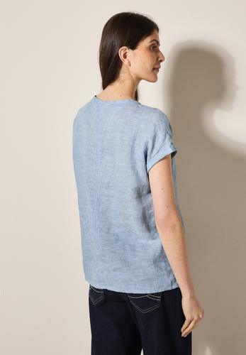Leinen Chambray-Bluse L - Chambray Forever Blue