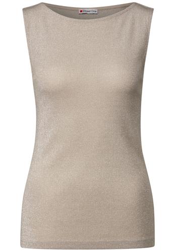 Glitzerndes Rippstruktur-Top Beige 40