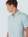 Shirt Short Sleeve Linen Solid Blau XL