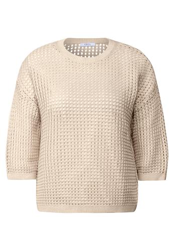 Pullover im Häkel-Optik L - Pearl Beige Melange
