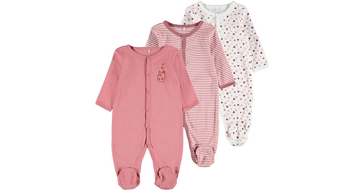 Baby Schlafanzug NBFNIGHTSUIT 3er Pack , Organic Cotton rosa Gr. 92 Mädchen Kleinkinder