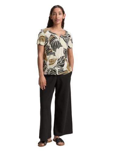 Crinkle T-Shirt mit Muster XXL Regular Fit - Neutral Cut Leaves Design
