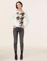 Langarmshirt mit platziertem Print 46 Figurumspielend - Offwhite Gemustert