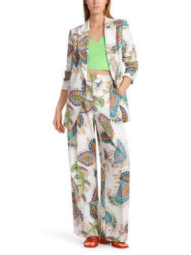 Körpernaher Blazer mit fancy Blattmotiv 40 - White