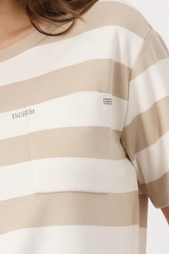 Sweatshirt mit Brusttasche 36 - Camel Ringel