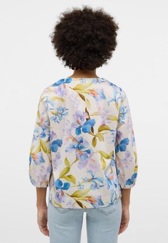 Bluse Satingewebe 3/4-Arm Blau 44/Dreiviertelarm