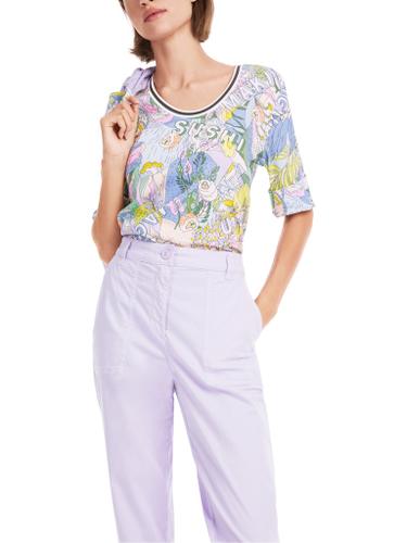 Rippen-T-Shirt mit Sushi-Print Violett 36