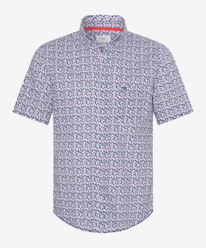 Style Dan XXL Herrenhemd, Halbarm, Button Down-Kragen, Durchgehende Knopfleiste, Modern Fit, Leicht taillierte Silhouette - Coral