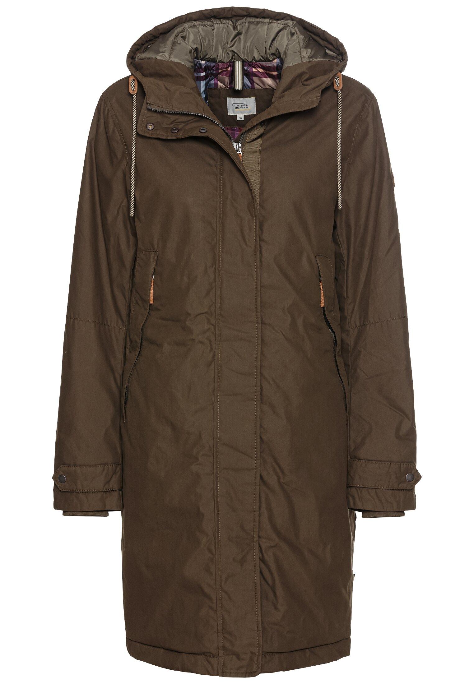 Mantel mit fester Kapuze 42 Relaxed Fit - Dark Khaki