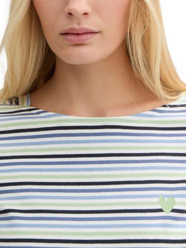 Langarmshirt mit Streifenmuster S Regular Fit - Blue Green Regular Stripe