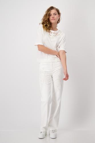 T-Shirt mit Perlen 40 - Off-white