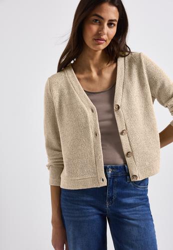 Glitzernde Strick-Look Jacke Beige 42