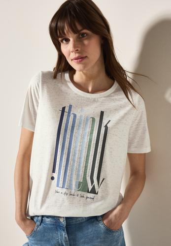 Ausbrenner-Shirt mit Wording XL - Vanilla White