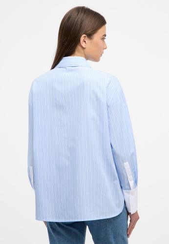 Bluse Popeline Langarm Blau 40/Langarm